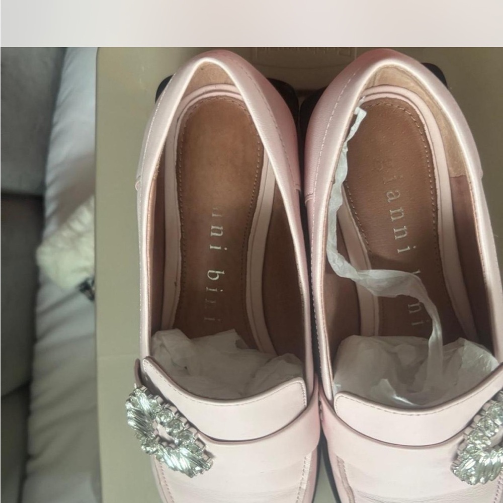 Gianni Bini Light Pink Loafers with Silver Detail